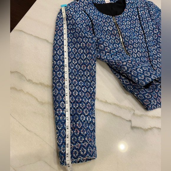 DVF Diane Von Furstenberg Jacket Size 6 Blue White Black Metallic - Picture 8 of 15